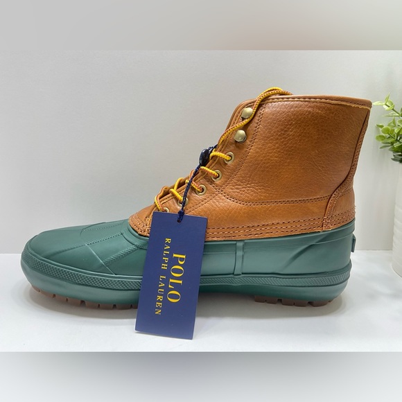 NEW NEW Polo Ralph Lauren Claus Lace Up Men's Sherpa Lined Duck Boots Brown 8,11 - Picture 7 of 9